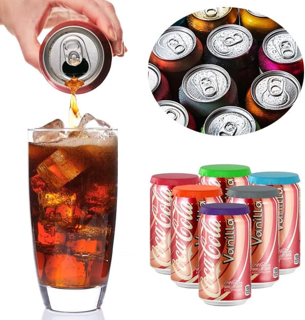 Silikonburklock 6-pack, passar läsk, öl & dryckesburkar, återanvändbara & läckagesäkra [JUN]