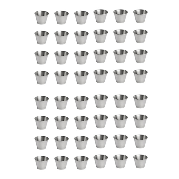 48 pakker rustfrit stål krydderisauce kopper, kommerciel kvalitet dyppe sauce kopper, ramekin krydderi