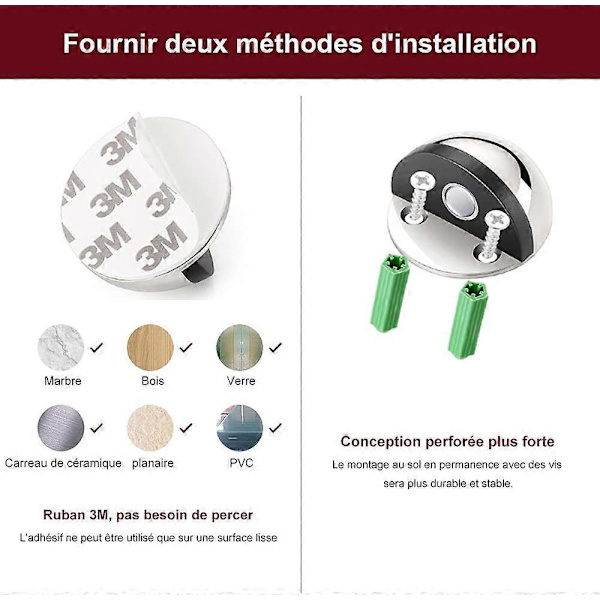 Magnetisk Dørstopper 4 Dele Dørstopper Rustfrit Stål Selvklæbende Dørstopper Magnetisk Dørstopper med Gummibuffer