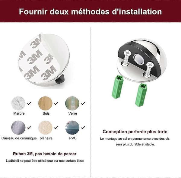 Magnetisk Dørstopper 4 Deler Dørstopper Rustfritt Stål Selvklebende Dørstopper Magnetisk Dørstopper med Gummibuffer