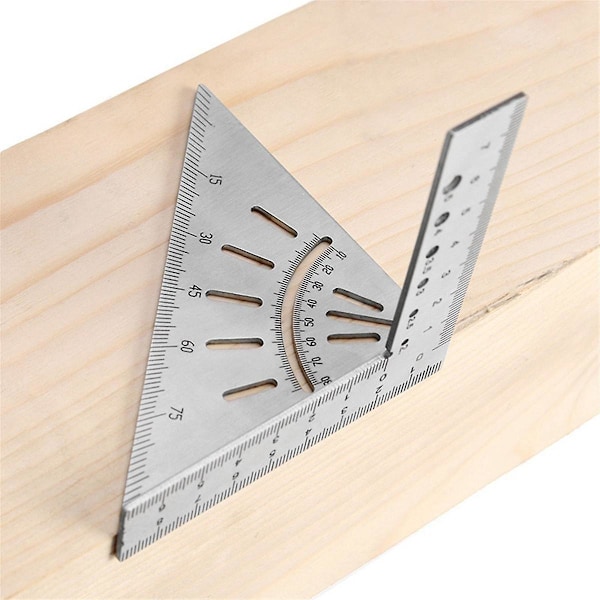 Treskjær for trebearbeiding, linjal i rustfritt stål, trekantlinjal 45 grader 90 grader