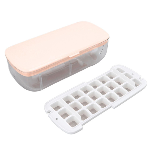 Isform Fack Kit Hushåll 24 Rutnät Silikon Frys Isform Bricka Med Lock För Kök Rosa