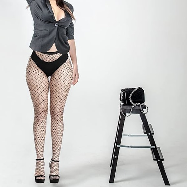 Par Färgglada Fisknätsstrumpor Leggings Hög Midja Tights