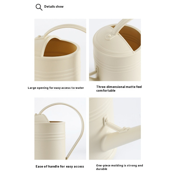 Beige Vattenkanna för Växter, 2 L Vattenkanna, Vattenkanna Inomhusväxter med Lång Böjd Pip, Liten Vattenkanna