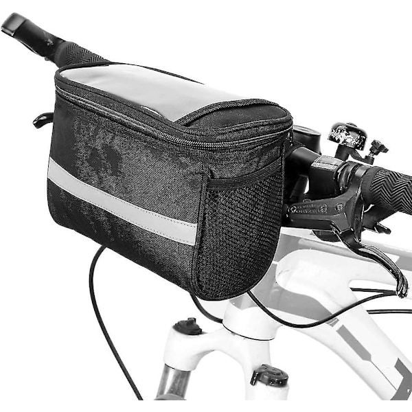 Bicycle Handlebar Bag Isolated Front Pocket Mtb Handlebar Bag Basket Cooler Bag With Reflective Stripes