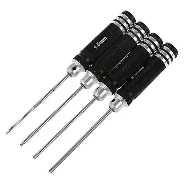 Black 4 Pcs 1.5mm 2.0mm 2.5mm 3.0mm Hexagonal Screwdriver For Rc Helicopter Plane