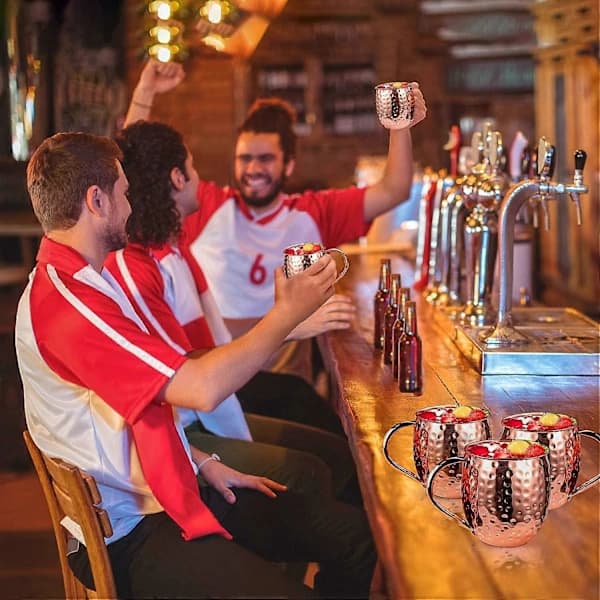 Moscow Mule Muggar Set om 4 Hamrade Koppar Cocktail Ölkoppar för Kalla Drycker Koppar