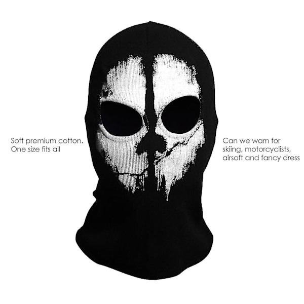 Spøgelsesmaske - Balaclava Motorcykel Paintball One Size Farve Sort
