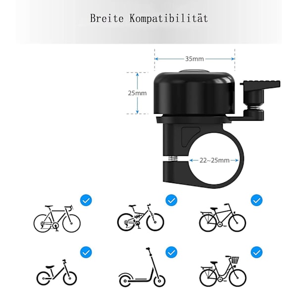 Cykelklocka 2-delad cykelklocka, Hög 120db cykelklocka, Barn och vuxna, Cykelklocka, Montera