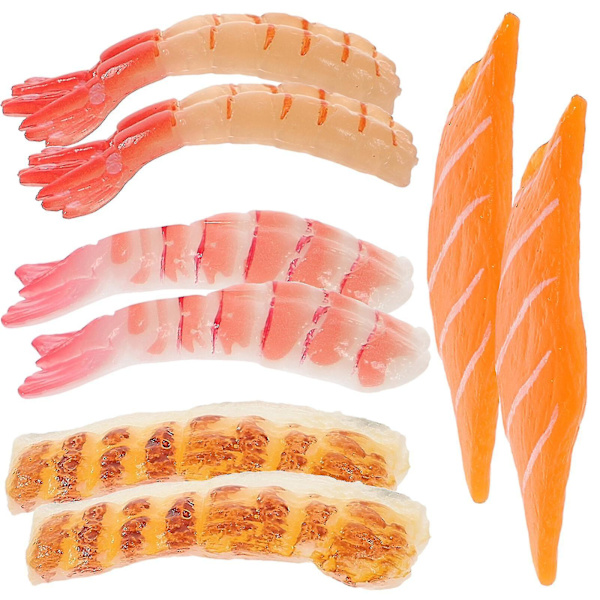 8 st konstgjord sushi falsk mat simulering realistisk nigiri falska laxskivor