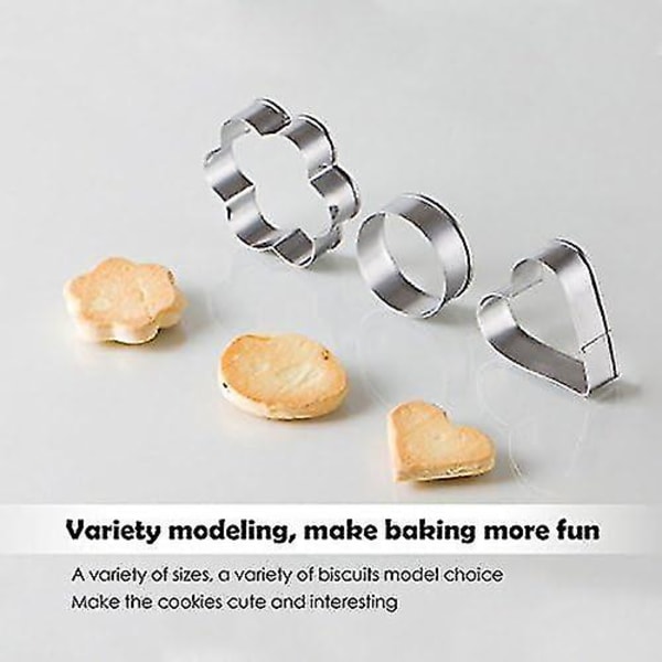 Metallkakeformsett, minikakeform for baking (12 stk runde hjerteformede stjerneformede kakeformer)