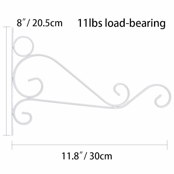 2 kpl riippukorien kannattimia ulkokäyttöön, valkoiset metallikoukut puutarhaan, 30 cm pitkät koukut riippukoreille, valkoinen White 30cm