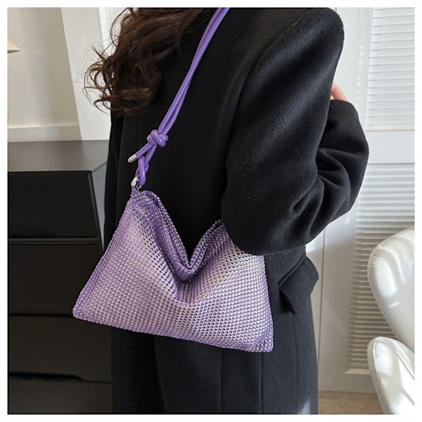 Dame Piger Diamanter Skuldertasker Tote Tasker Messenger Taske Bryllupsfest Håndtaske purple