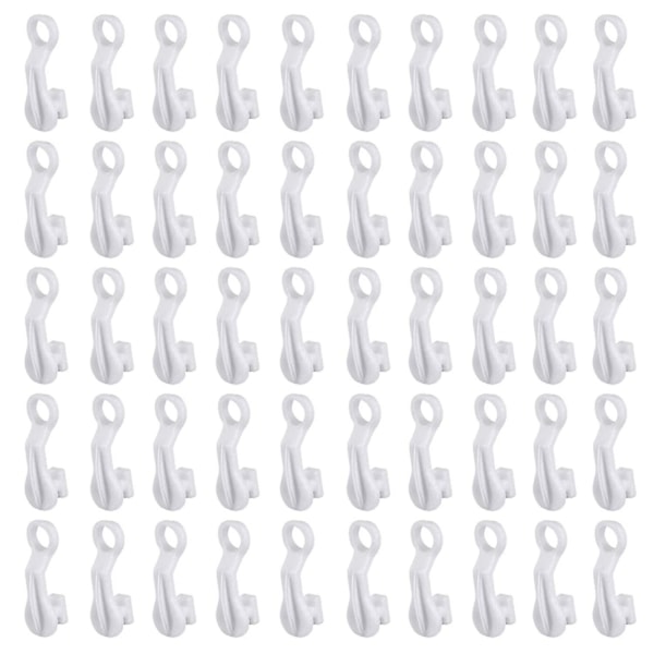 50pcs White Plastic Curtain Hook Curtain Glider Pulley Curtain Hook -aya