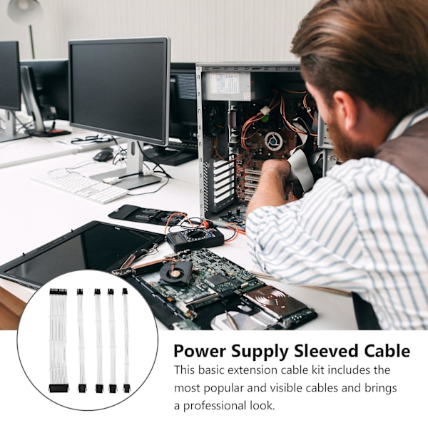 1 Set ATX Sleeved Cable Extension Kit PCIe GPU Extension Wire Datortillbehör