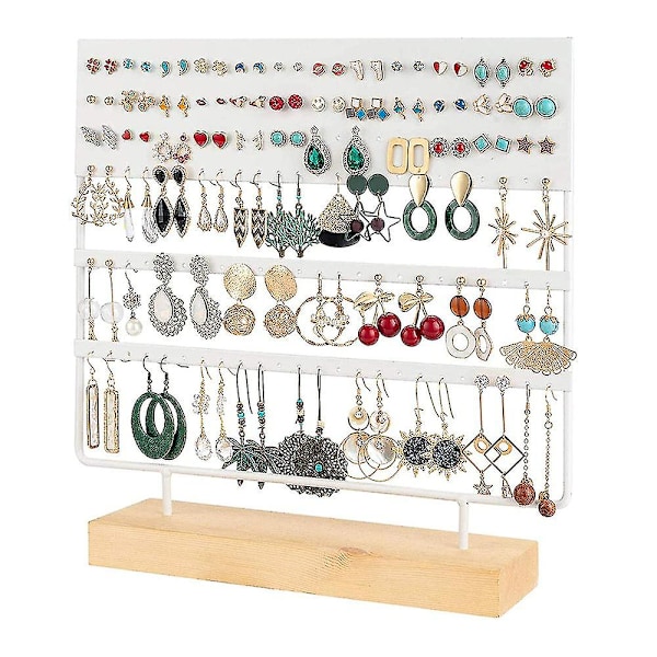 Øreringsstativ Display Stativ 3-lags Ørestik Holder Smykke Organizer Ørestik Øreringsholder 144 Huller Med Træbase Stativ Display Stativ Til Kvinder Pige