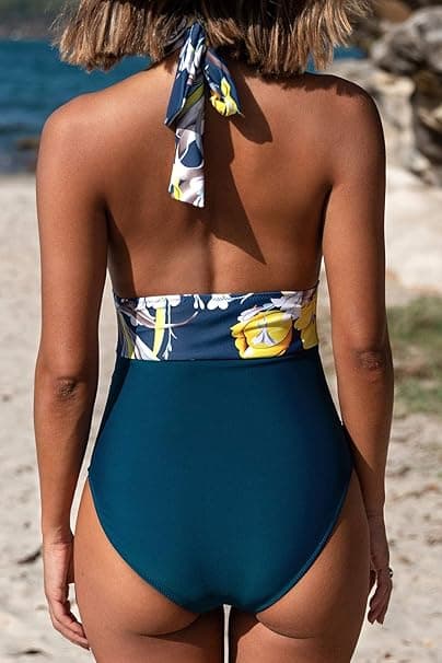 Women's One-Piece Halter Tummy Control Beach Swimsuit Bathing Suit