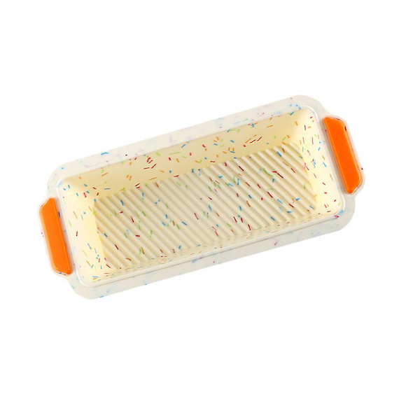 Bakeform Brødboks Varmebestandig Gjenbrukbar Silikonkakeform DIY Brødform Brødform Pan Bakeform med Håndtak (Fargerik Prikk)