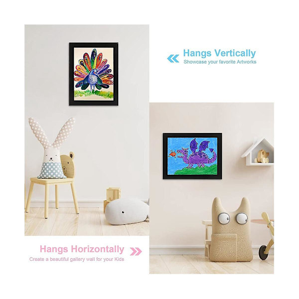 Barnerammer for kunst, frontåpning for barn, utskiftbare rammer, ramme for visning og oppbevaring av kunstverk for A4