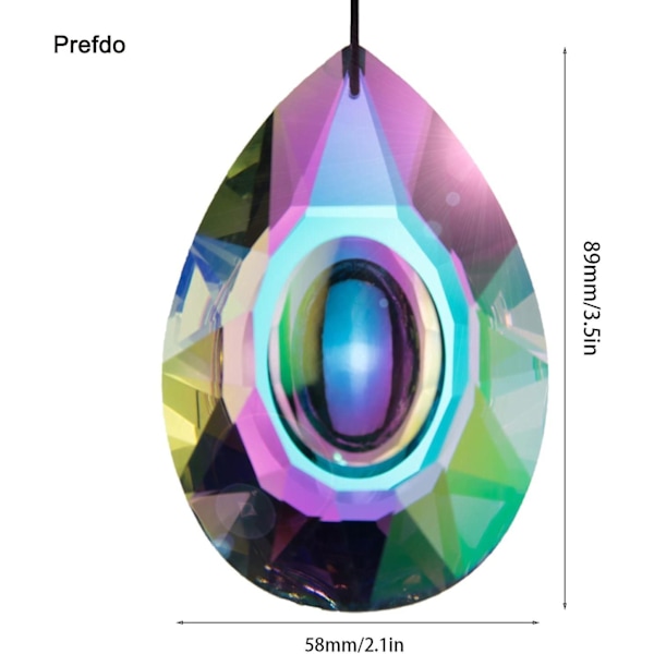 89mm/3.5in Ab-farve krystaller solfanger hængende, Prefdo stor vindues solfanger ornament, facetteret krystalglas dråbe (longan)