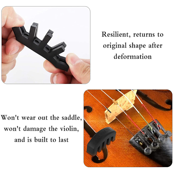 8 stk. Violin dæmper Violin Fiddle dæmper Violin dæmper Fuld størrelse Violin lyddæmper Sort