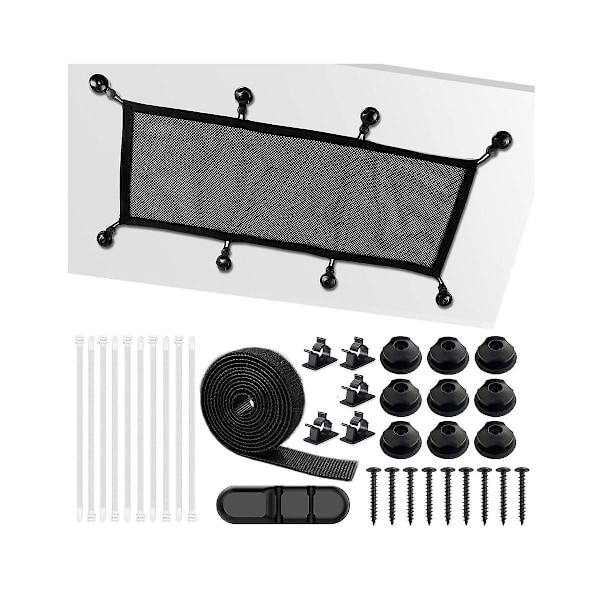 Net Under Desk Kit, Desk Wire Management Cord Organizer, Invisible Cable Hider Mesh