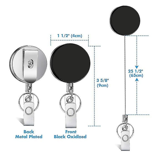 Slidestærke Trækbare Nøgleringe Nøgleholder Badge Reel Clips (2 stk., Sølv)