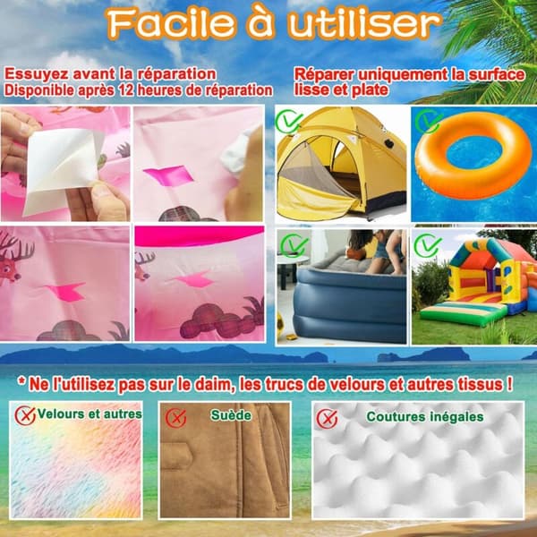 Uppblåsbart reparationskit 6 st 8,8 cm TPU-lappar för poolleksaker luftmadrasser