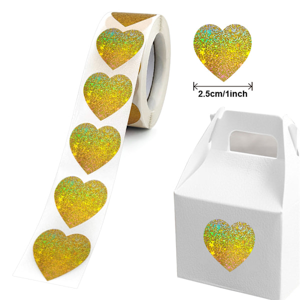 3 forskjellige fargede hjerteformede klistremerker, selvklebende hjerteklistremerker for bryllup, håndverk, scrapbooking (500 per rull)