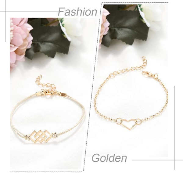 Boho flerskiktade armband sköldpaddsarmring set med marmorstenspärlor justerbar guldträd handkedja handgjorda accessoarer smycken för kvinnor och flickor 6