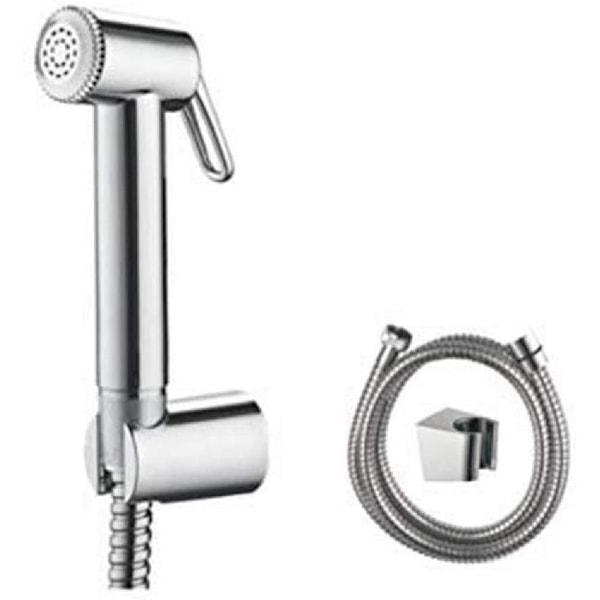 Set med 1 WC-handdusch med hållare och slang, duschhuvud, krom