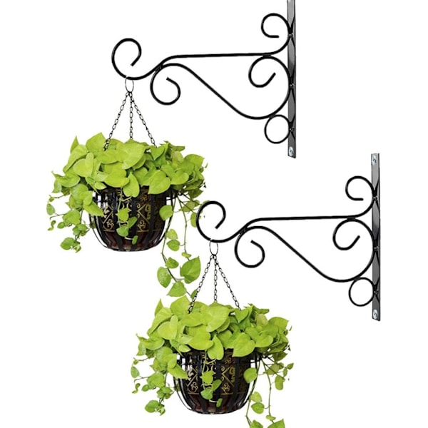 Pieces Ulkokäyttöön tarkoitetut riippukoritelelineet, mustat metalliset puutarhakoukut, 25 cm pitkät koukut riippukoreille, musta Black 25cm