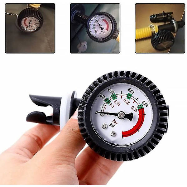 Uppblåsbar gummibåtstryckmätare, Placstic lufttrycksmätare 0-5,08 Psi Barometer för uppblåsbar kajakbåt och uppblåsbar Sup-bräda Auspicious