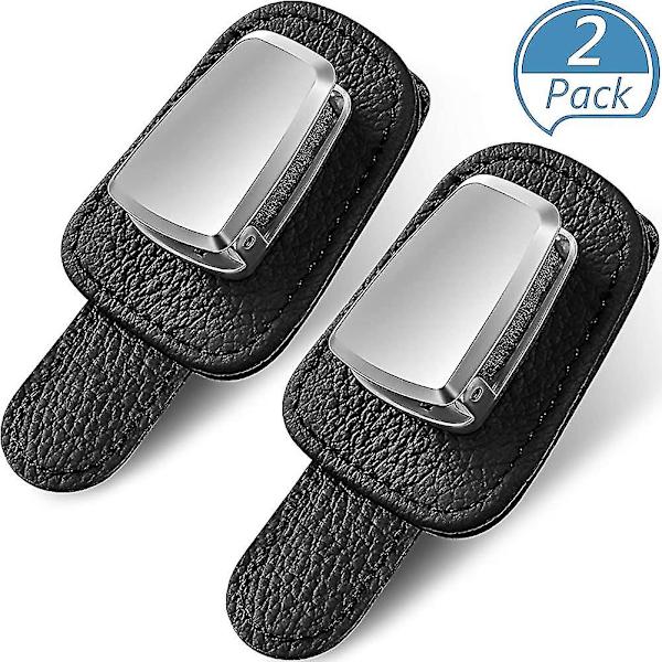 2-pack bilglasögonhållare universell solskyddsglasögonhållare klämma läder