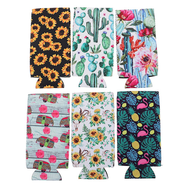 6 stk. 330 ml bærbare drikkeflaske covers lange drikke dåse ærmer (blandet stil)