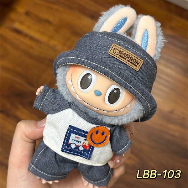 Labubu Modesæt - Outfit til 15/17cm Plysdukker, V1 V2 Stropper Bukser LBB-103