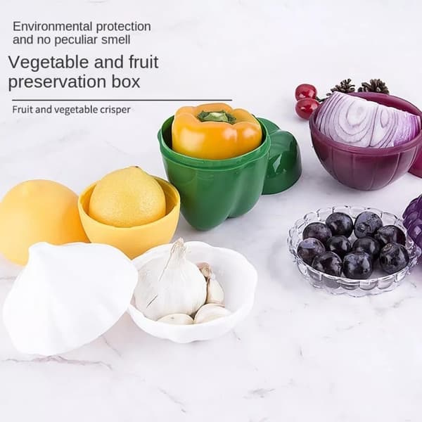 5 Pieces Refrigerator Vegetable Storage, Tomato Onion Storage Container, Fruit Food Kitchen Drawer with Lid, Reusable Vegetable Lime Fresh Storage Box
