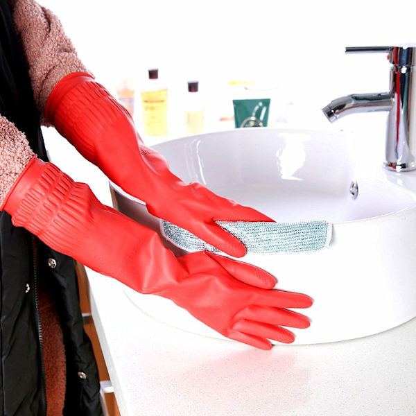 Husholdningshandsker i gummi og latex, lange, genanvendelige, til rengøring af køkkenet, naturlige gummihandsker til vask
