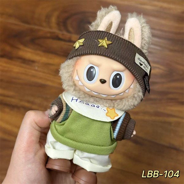 Labubu Modesæt - Outfit til 15/17cm Plysdukker, V1 V2 Stropper Bukser LBB-104