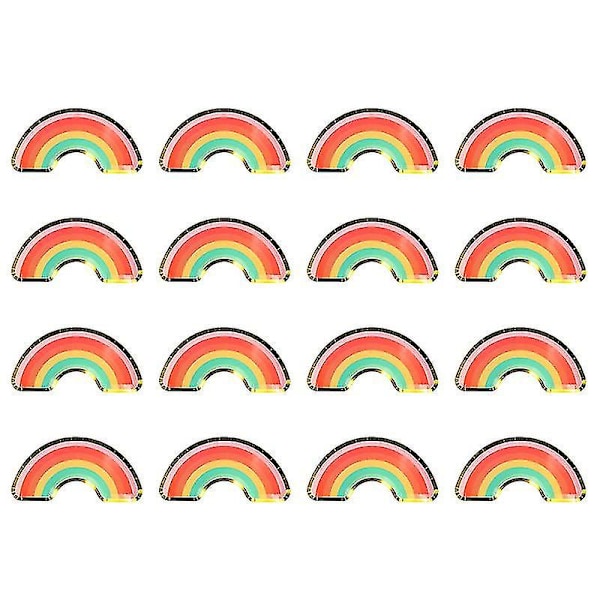 16pcs Rainbow Paper Plates