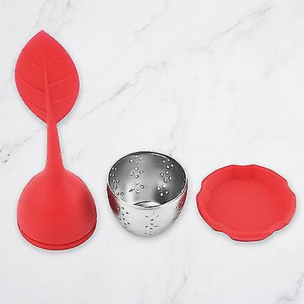 Rustfrit teinfuser med silikonesilågslåg Grønt blad - 4 stk.
