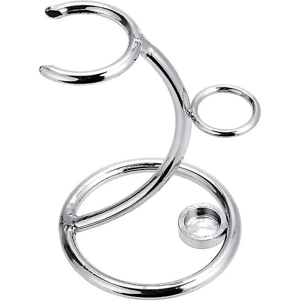 Tungt kromat rakblad och borste stativ säkerhetsrakblad rakning hållare klassiskt rakverktyg (1 st, silver)