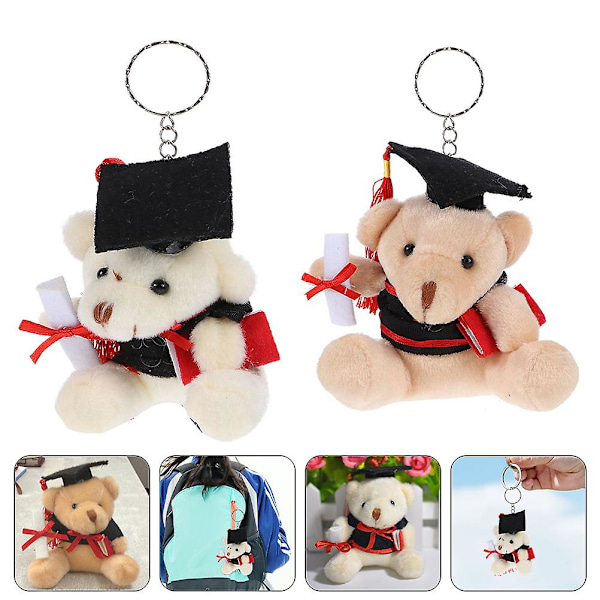 2 stk. Gradueringstema plys bamse dukke ornamenter med bachelor hat bamse dukke dekoration