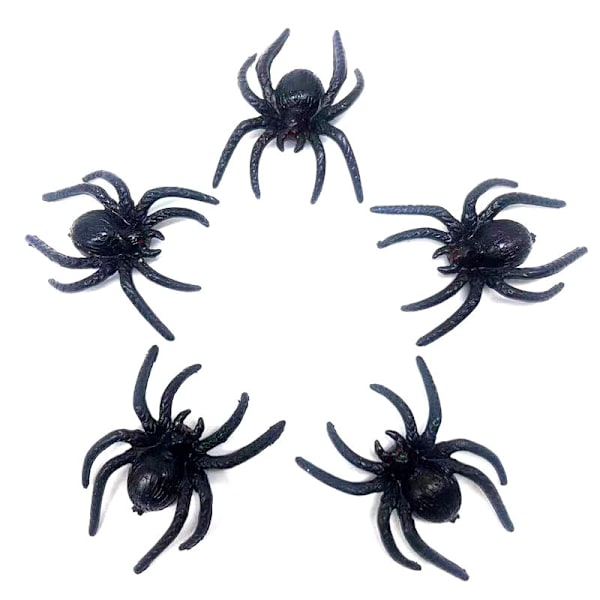 Teko hämähäkit 10 kpl, realistiset muoviset teko hämähäkit Halloween temppulelut koristeelliset rekvisiitat (musta)