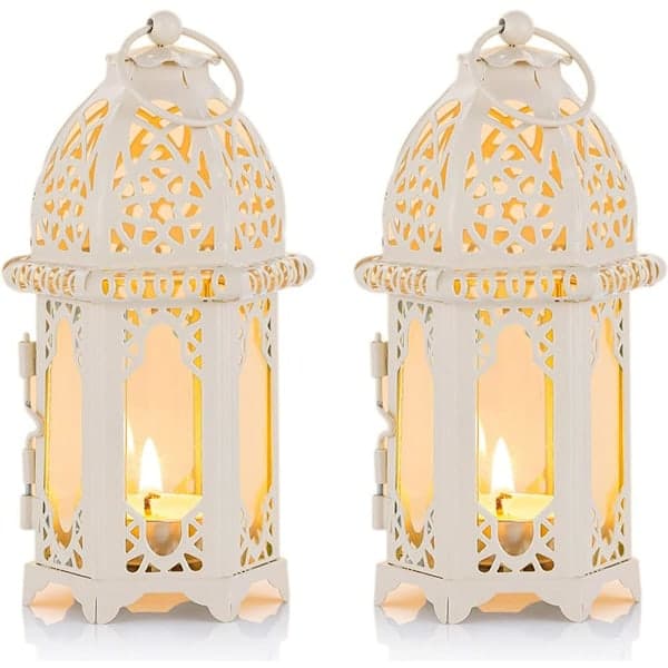 Large Moroccan Lantern - Small Tealight Holder with Transparent Glass Panels, Tealight Holder