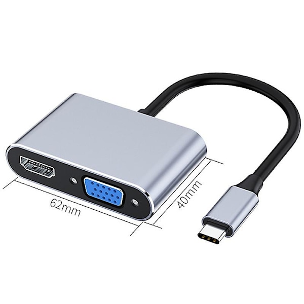 Usb C - Vga-monitoimikorttiadapteri 4k Type C Usb-c-keskitin videoprojektorimuuntimet Porttisovitin Prolle