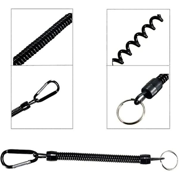 Fiske Lanyard Båt Säker Retractable Coiled Tether Med Karabinhake Spiralfjäder Nyckelkedja För Säkring Tänger Anti-förlorad Stretch Cord Fiske -t