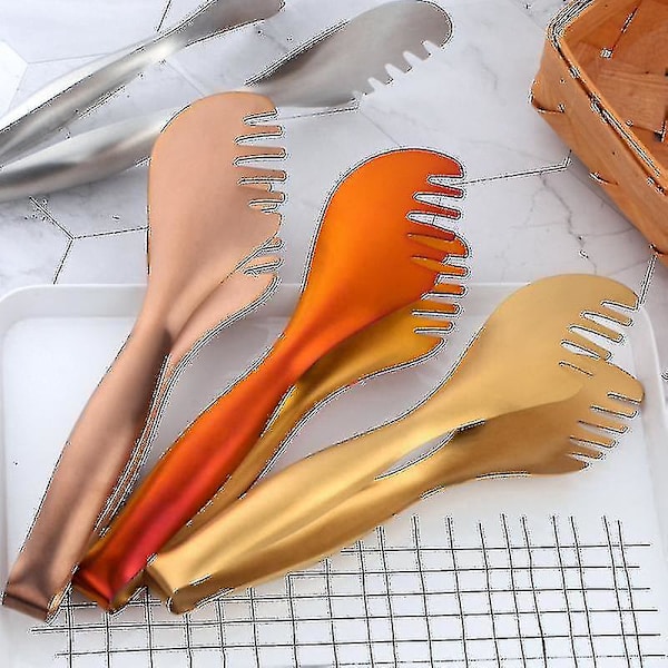 1 stk. konditoriklemme grilltang i rustfritt stål, brødklemme, anti-varme matklemme, grilltang, serveringssett, kjøkkenredskap