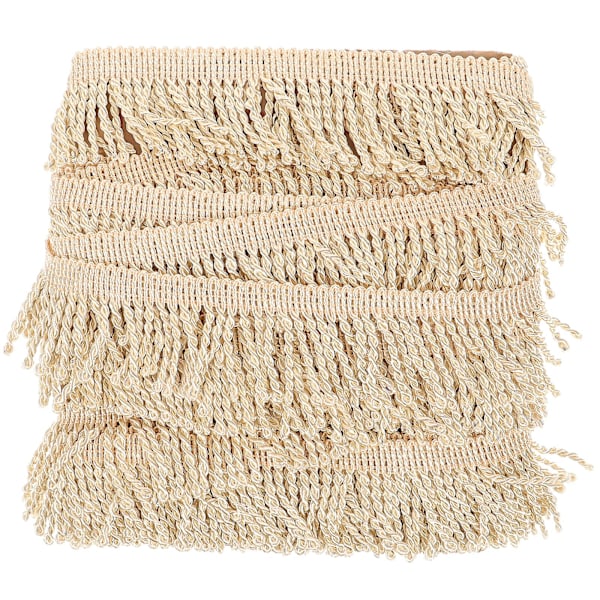 1 rulle fransad trim med tofsar, elegant DIY-symaterial för gardintillverkning, guld