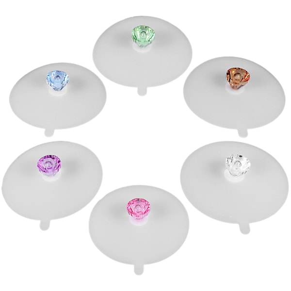 6 st 12CM Transparenta Diamantkopplock Dammsäkra Silikonmuggskydd Ljusa Färg Dryckeskopplock